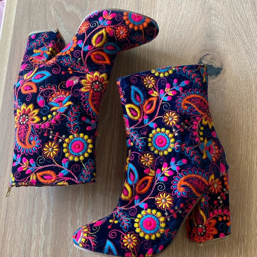 Naughty Monkey Floral Booties-Runs small!!